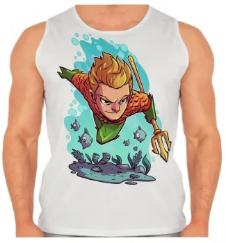 Camiseta Regata adulto ou infantil AQUAMEN liga justiça super herói - Foto 2