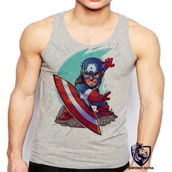 Camiseta Regata adulto ou infantil capitão america geek avengers