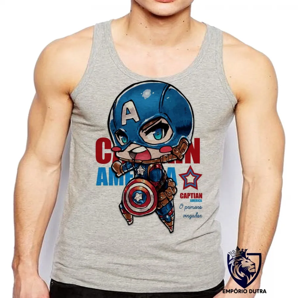 Camiseta Regata adulto ou infantil Capitão América vingadores