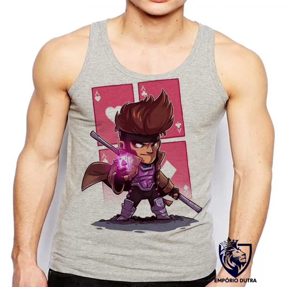 Camiseta Regata adulto ou infantil Gambit carta x men marvel Imagem