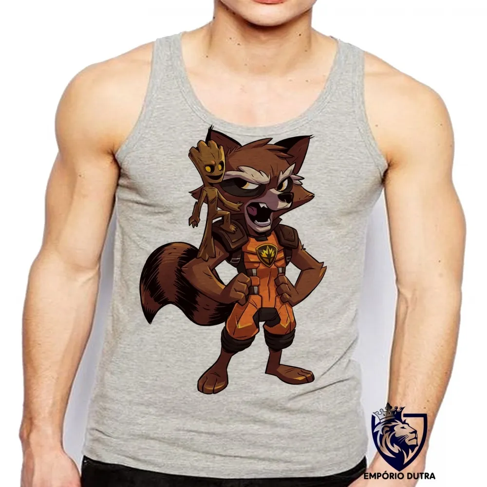 Camiseta Regata adulto ou infantil GROOT ROCKET guardiões galaxia