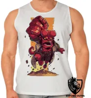 Camiseta Regata adulto ou infantil HELLBOY super herói vermelho - Foto 2
