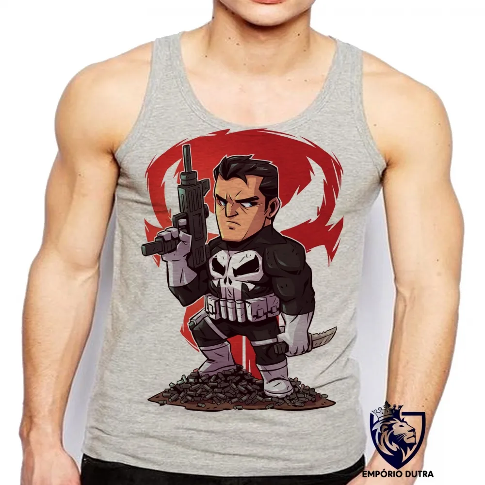Camiseta Regata adulto ou infantil JUSTICEIRO marvel punisher