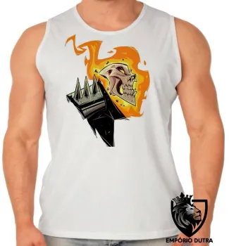 Camiseta Regata adulto ou infantil MOTOQUEIRO FANTASMA fogo - Foto 2