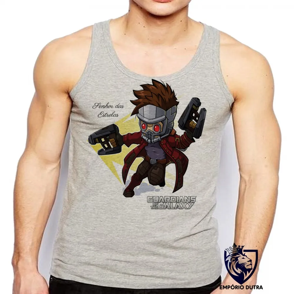 Camiseta Regata adulto ou infantil Senhor Estrelas peter quill vingadores Imagem