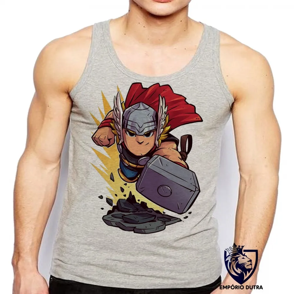 Camiseta Regata adulto ou infantil THOR vingadores martelo super heroi