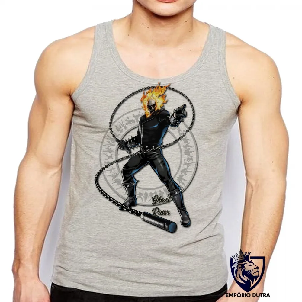 Camiseta Regata adulto ou infantil Motoqueiro Fantasma corrente ghost rider