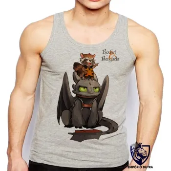 Camiseta Regata adulto ou infantil Rocket guardiões galaxia Banguela dragão