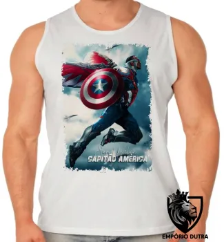 Camiseta Regata adulto ou infantil Sam Wilson Capitão Falcão Soldado Invernal - Foto 2