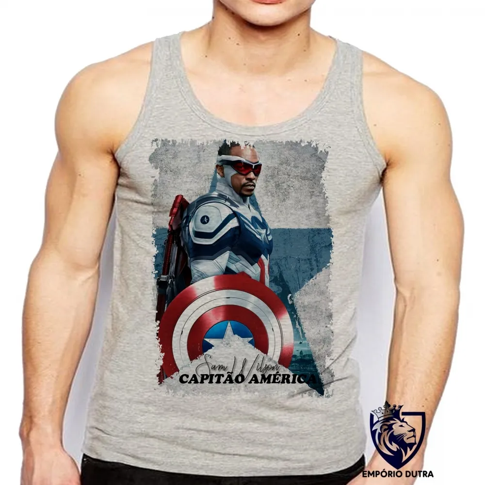 Camiseta Regata adulto ou infantil Sam Wilson Capitão América Falcão e o Soldado Invernal