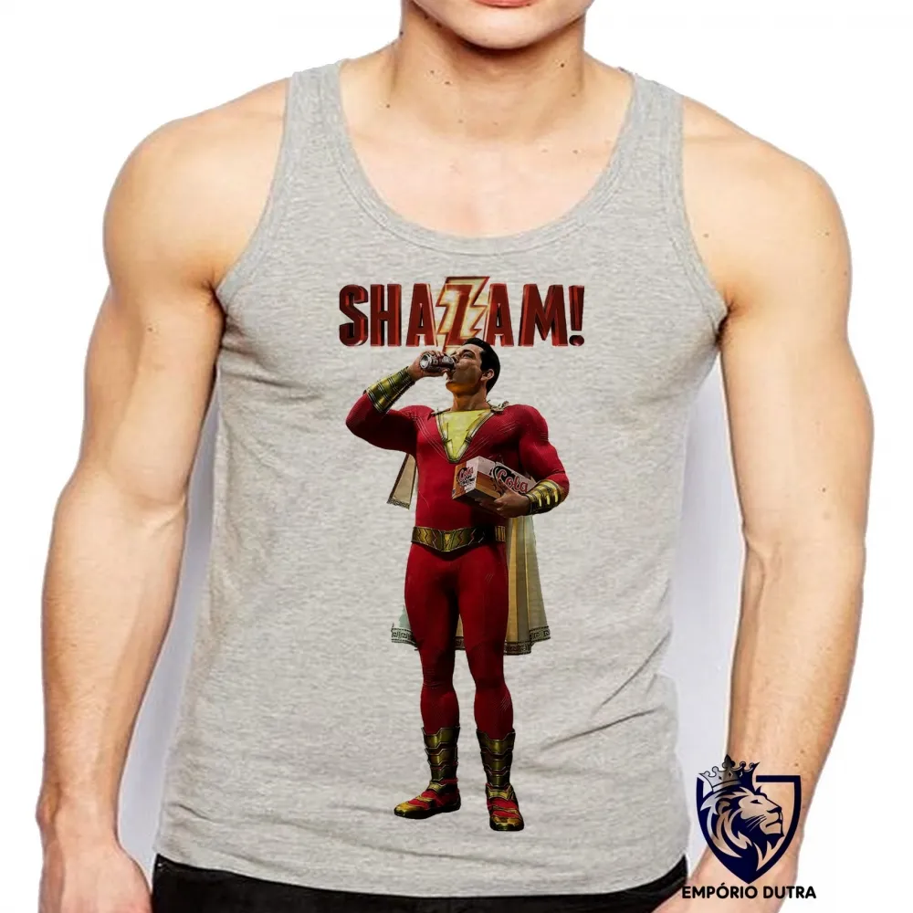Camiseta Regata adulto ou infantil Shazam super heroi