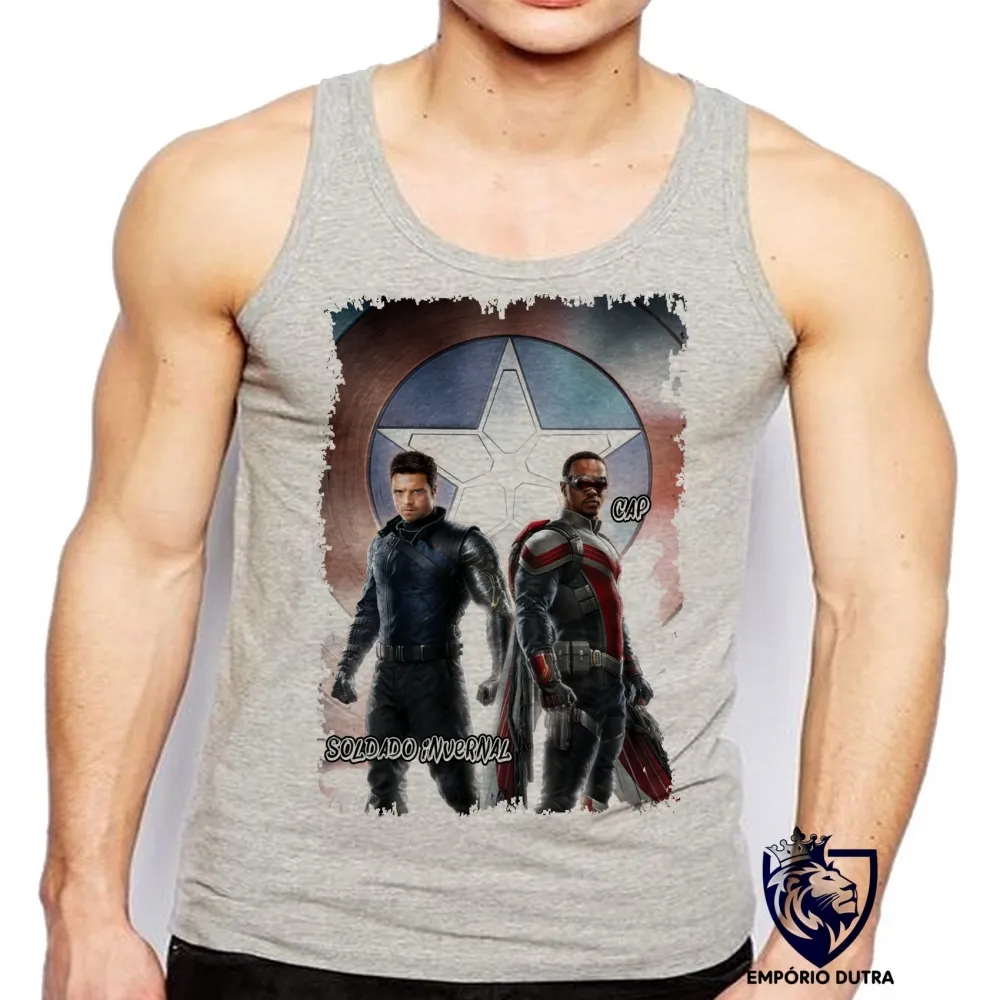 Camiseta Regata adulto ou infantil Soldado Invernal Capitão Falcão Imagem