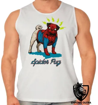 Camiseta Regata adulto ou infantil Spider Pug homem aranha cachorro - Foto 2