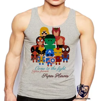 Camiseta Regata adulto ou infantil Super Heroes marvel geek vingadores avengers