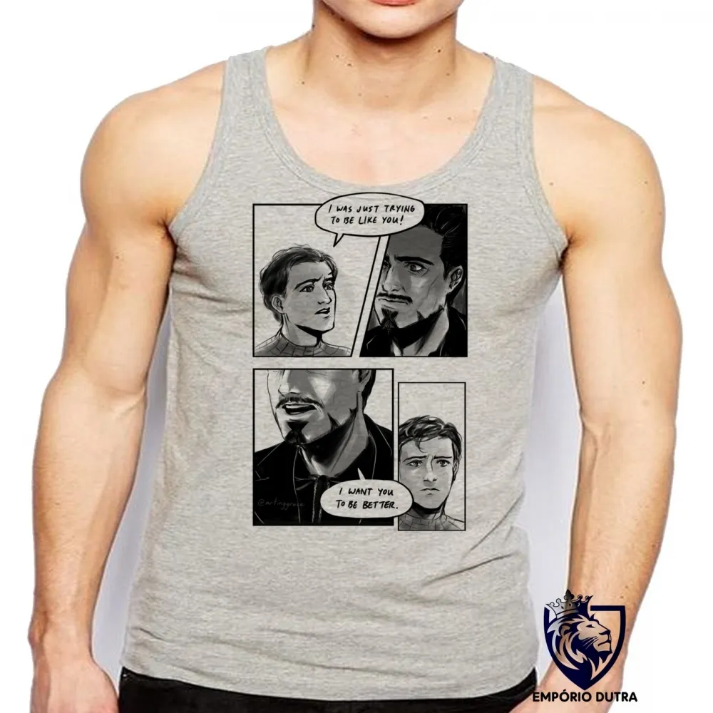 Camiseta Regata adulto ou infantil Tony stark homem ferro vs aranha spiderman