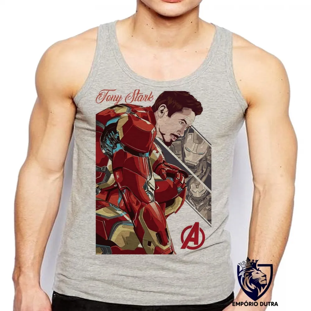 Camiseta Regata adulto ou infantil Tony Stark iron man 2 homem ferro Imagem