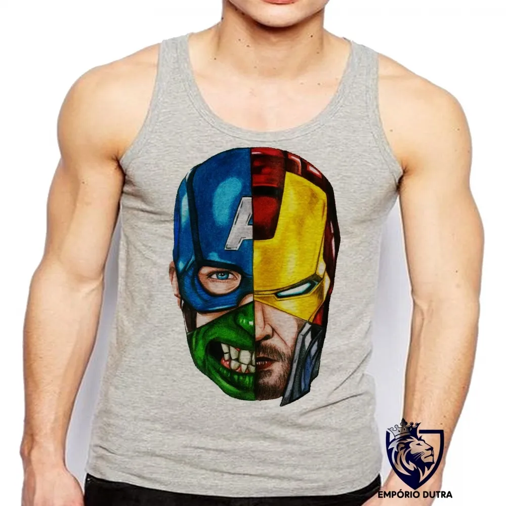 Camiseta Regata adulto ou infantil vingadores hulk thor capitão america homem ferro Imagem