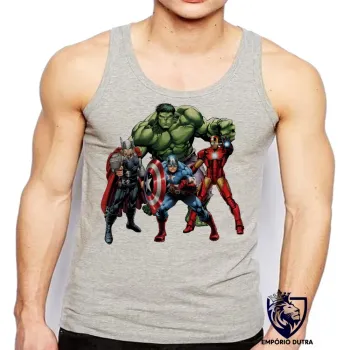 Camiseta Regata adulto ou infantil Vingadores hulk thor capitão america