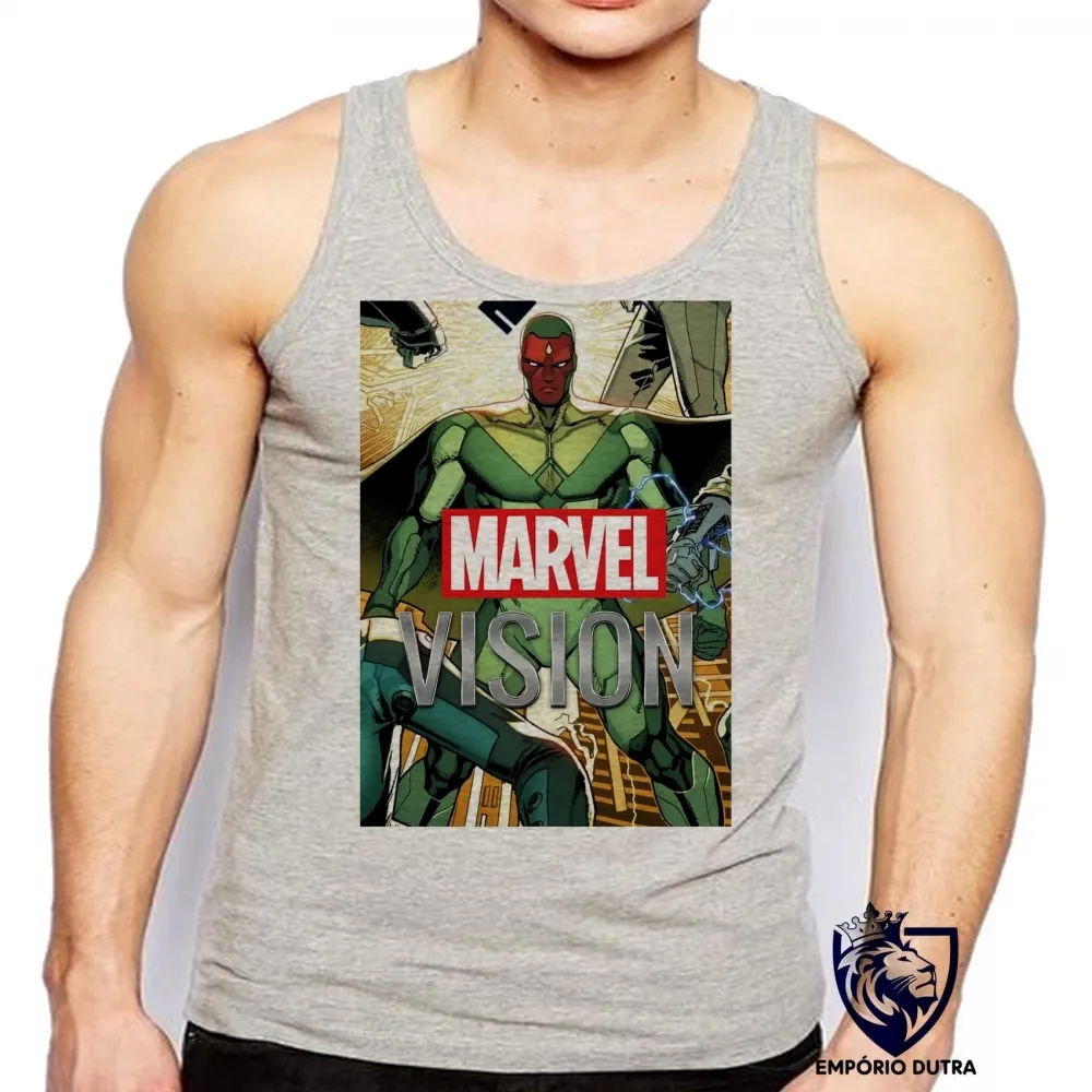 Camiseta Regata adulto ou infantil Vision antigo visão vingadores avengers