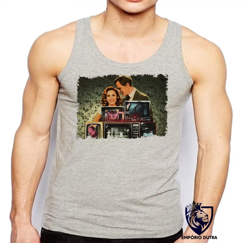 Camiseta Regata adulto ou infantil wandaVison monitores Feiticeira