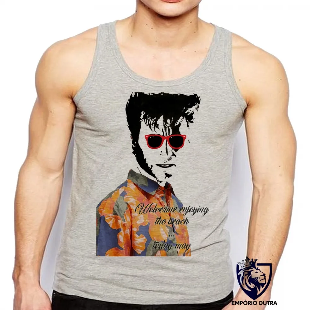 Camiseta Regata adulto ou infantil Wolverine Hawaii logan x men marvel