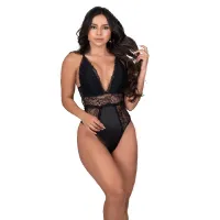 BODY COM DETALHES EM RENDA PRETO - TAINARA.                                                                                                LIBYSEXSHOP