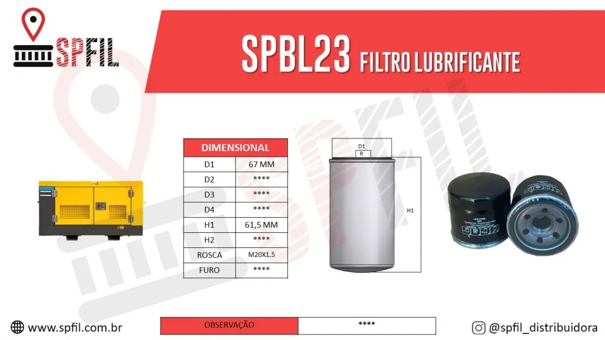 Filtro Lubrificante SPBL23