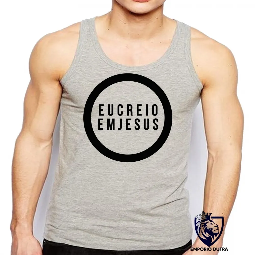 Camiseta Regata adulto ou infantil Creio em Deus senhor JESUS Cristo