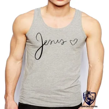 Camiseta Regata adulto ou infantil Jesus cristo DEUS coração