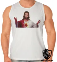 Camiseta Regata adulto ou infantil Jesus Cristo Deus Coração braços abertos - Foto 2