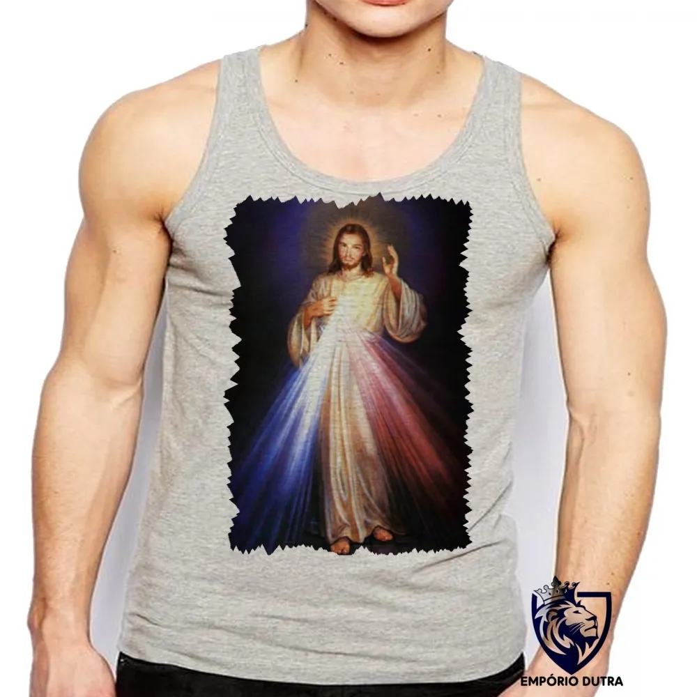 Camiseta Regata adulto ou infantil Jesus Cristo DEUS coração sagrado cristão REI Imagem