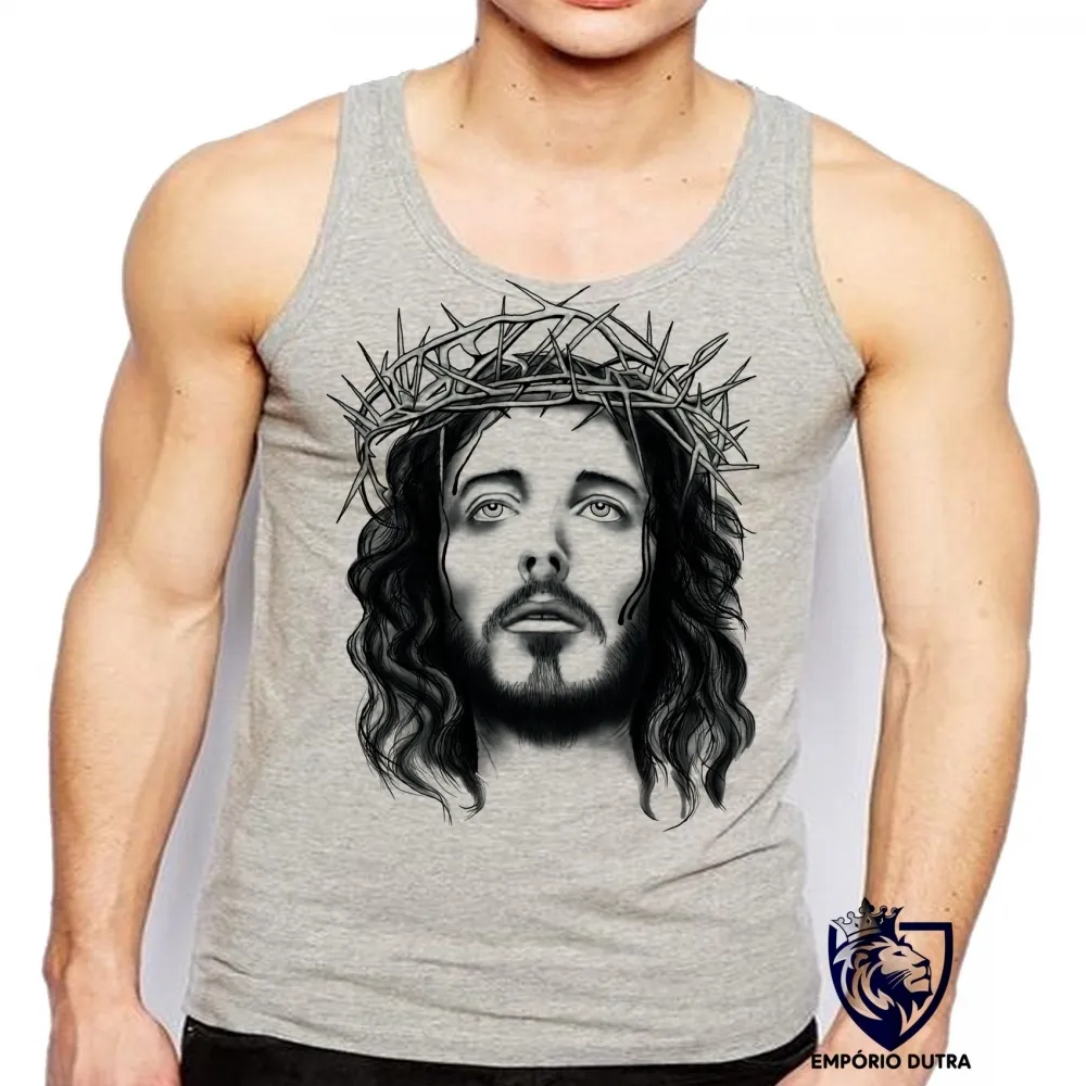 Camiseta Regata adulto ou infantil Jesus Cristo DEUS coroa de espinhos