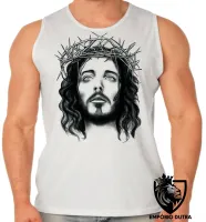 Camiseta Regata adulto ou infantil Jesus Cristo DEUS coroa de espinhos - Foto 2