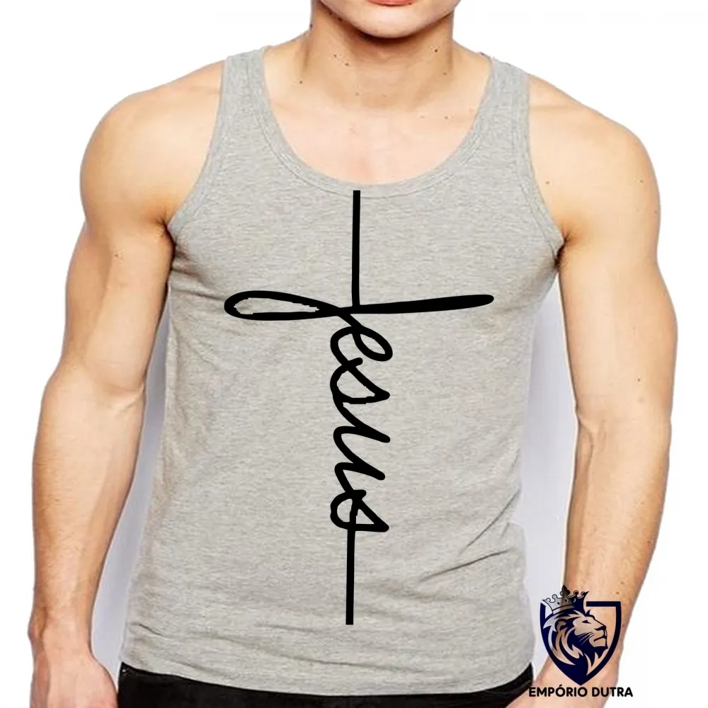 Camiseta Regata adulto ou infantil Jesus Cristo DEUS crucifixo cruz