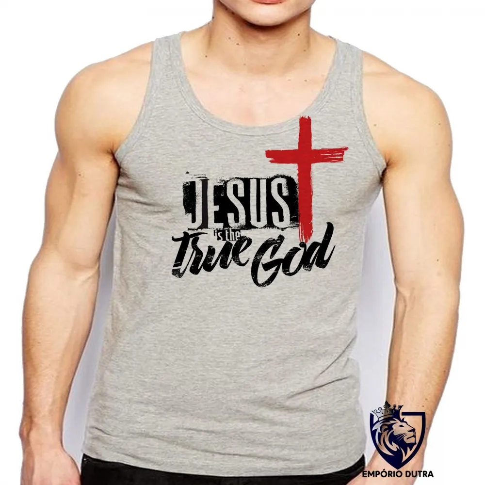 Camiseta Regata adulto ou infantil Jesus Cristo o verdadeiro DEUS