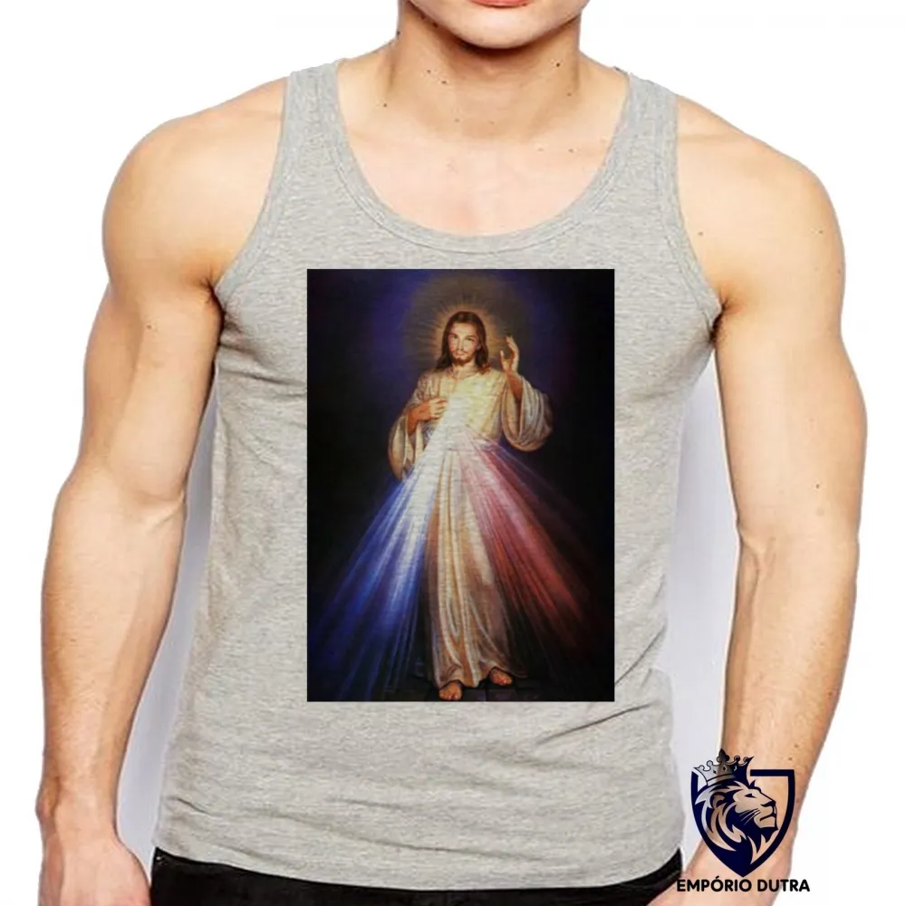 Camiseta Regata adulto ou infantil Jesus Cristo Sagrado coração DEUS Imagem