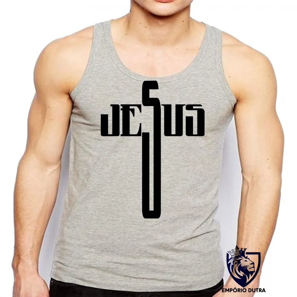 Camiseta Regata adulto ou infantil Jesus DEUS Cristo crucifixo