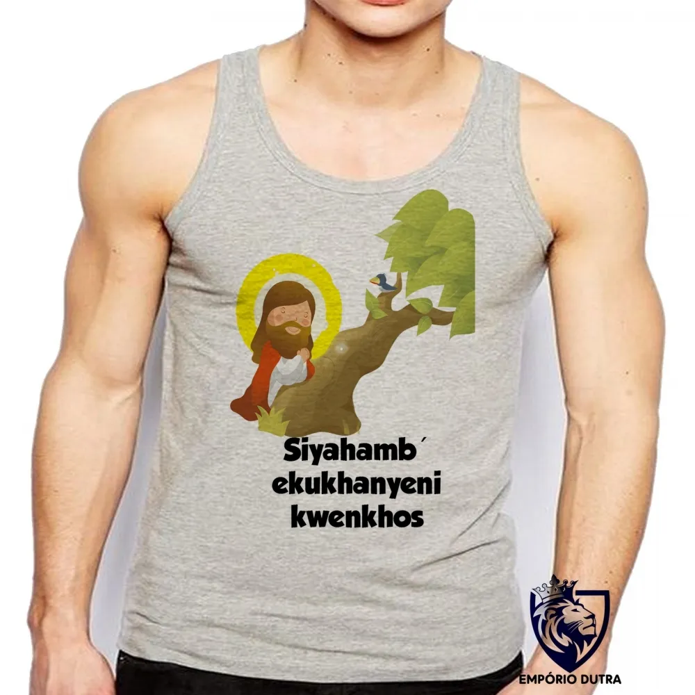 Camiseta Regata adulto ou infantil Jesus siyahamba