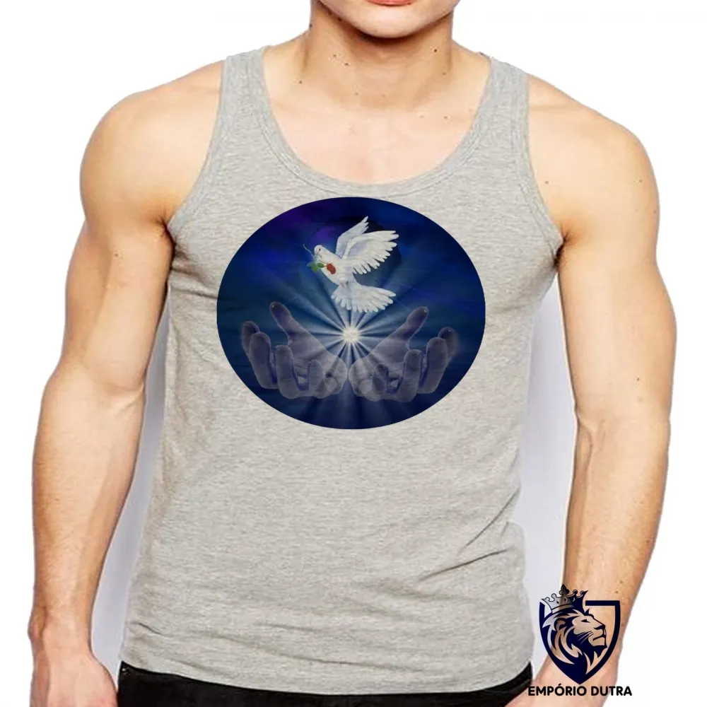 Camiseta Regata adulto ou infantil Pomba da paz espirita Jesus amor Kardec