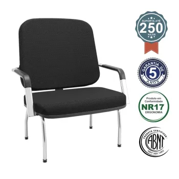 Poltrona Operativa Plus Size TM 250kg Cromada 4 Pés