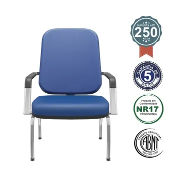 Cadeira Aproximação Operativa Plus Plus Size 250kg Estrutura 4 pés com Braços