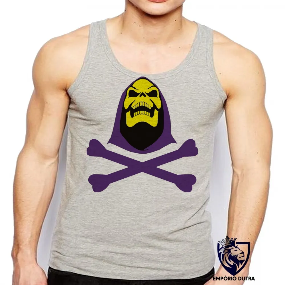 Camiseta Regata adulto ou infantil esqueleto vilão he man desenho