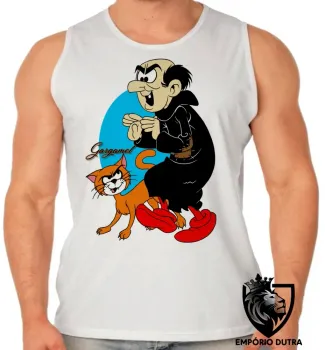 Camiseta Regata adulto ou infantil Gargamel bruxo vilão smurfs gato - Foto 2