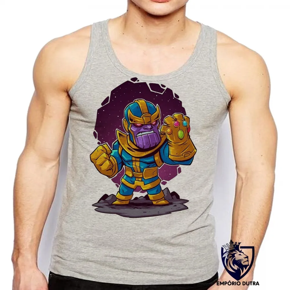 Camiseta Regata adulto ou infantil thanos geek vingadores avengers vilão Imagem