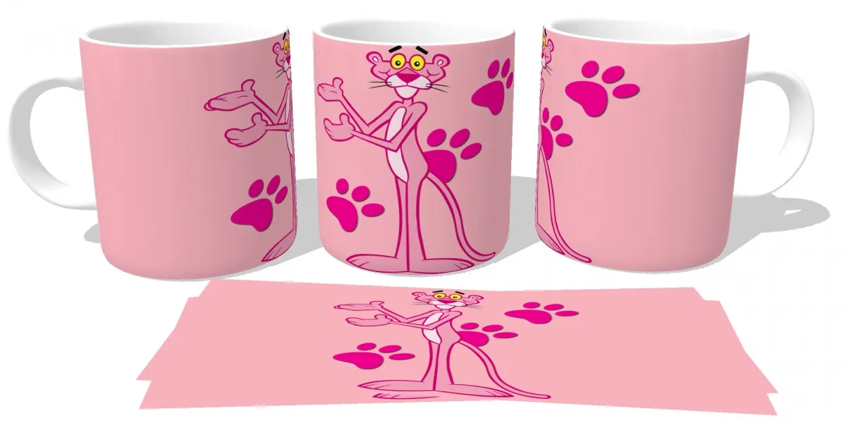Caneca copo Plástico ou Cerâmica A pantera cor de rosa patas