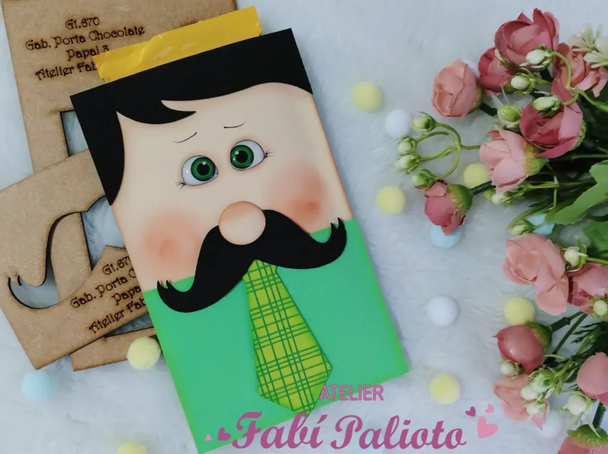 G1.670  Gabarito de Moldes  em MDF  Porta Chocolate Papai 3 Imagem