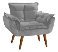 Kit 2 Poltrona Decorativa Opala Para Sala Recepção Luxo Cor Cinza - Foto 2