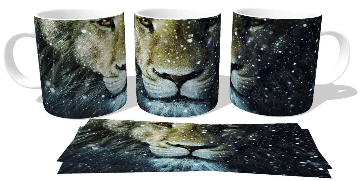 Caneca copo Plástico ou Cerâmica Leão Nárnia gato felino