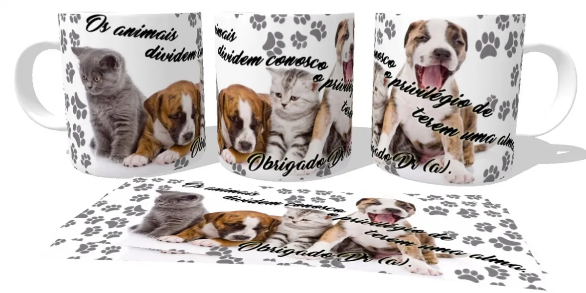 Caneca copo Plástico ou Cerâmica Os animais alma veterinário Imagem