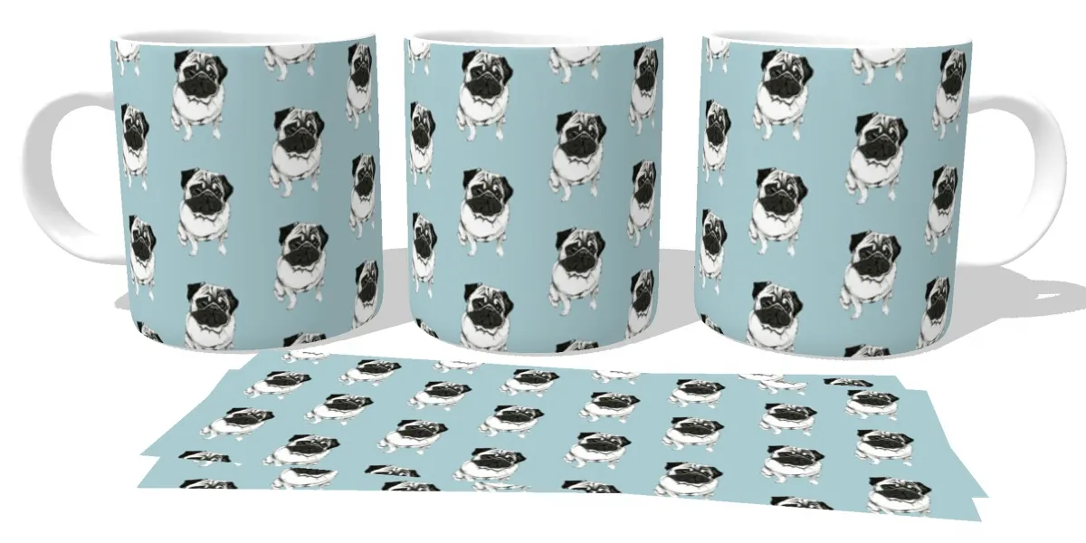 Caneca copo Plástico ou Cerâmica Pugs wallpaper cachorro cão dog